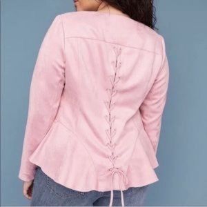 Lane Bryant Pink Lace-Up Jacket